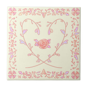 Carreau 002 rose coeur motif