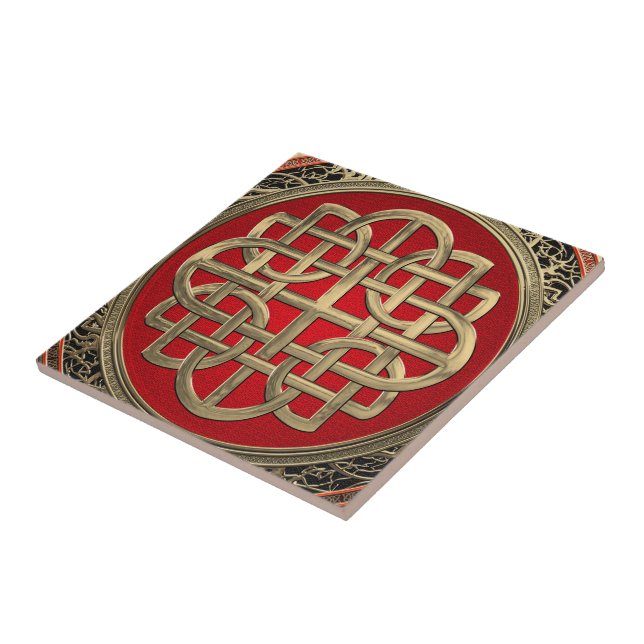 Carreau [100] Croix du noeud d'or celtique sacré (Côté)