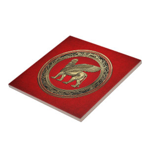 Carreau [100] Lion assyrien ailli - Lamassu d'or