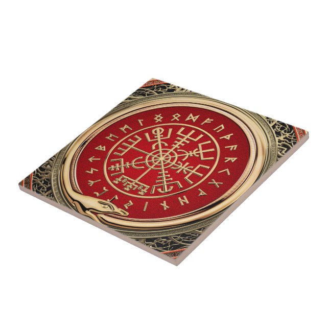 Carreau [100] Vegvisir - Viking Gold Magic Runic Compass (Côté)