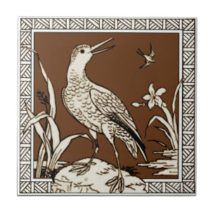 Carreau #10 de 12 Repro 1880 Minton Mocha Bird Series