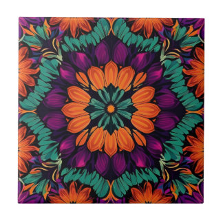 Carreau 12 Fleur Orange Pétale