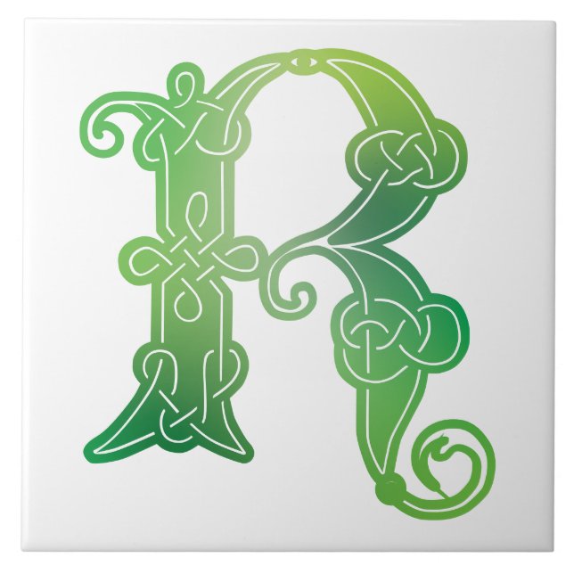 Carreau 16e siècle Celtic Knot Capitale décorative R (Devant)