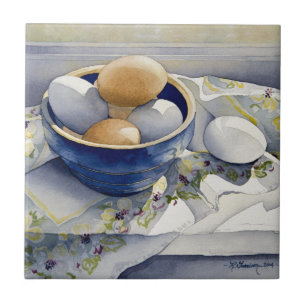 Carreau 1791 oeufs dans la cuvette bleue