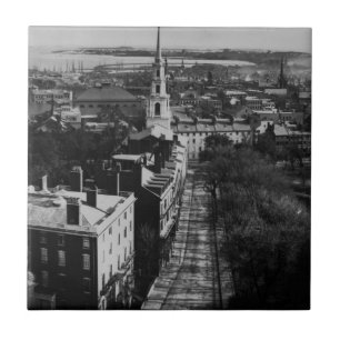 Carreau 1859 :  Une vue de Boston de la Chambre d'état