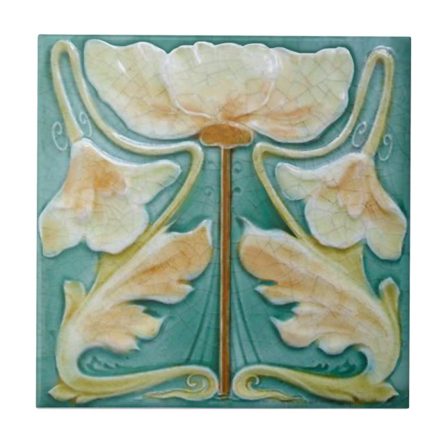 Carreau 1900 Malkin Art Nouveau Floral Repro Faux Relief (Devant)