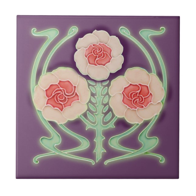 Carreau 1905 Art nouveau Rose Antique Repro Jugendstil (Devant)