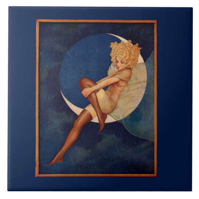 Carreau 1920 hosiery et belle femme sur la lune (Devant)