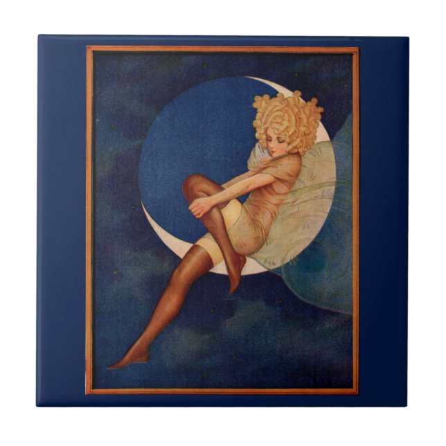 Carreau 1920 hosiery et belle femme sur la lune (Devant)