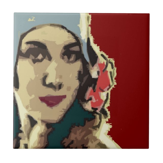 Carreau 1920s Lady in a Blue Hat Burgundy (Devant)