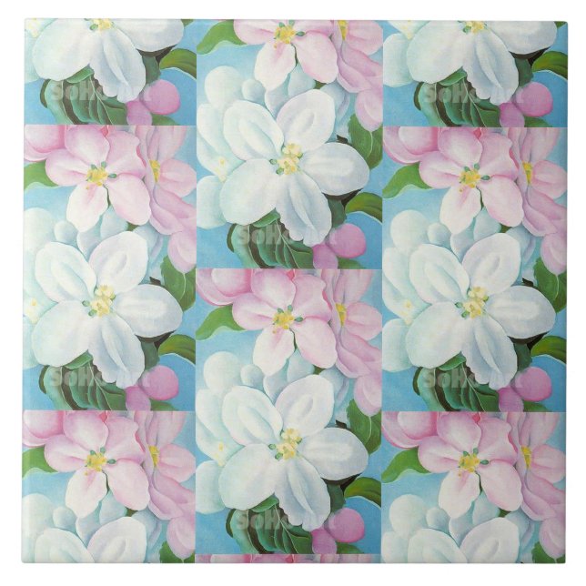 Carreau 1930 Vintage Apple Blossoms Georgia O'Keefe (Devant)