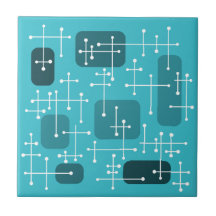 1950 Eames Era Art Crosshairs Turquoise