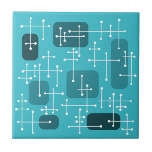 Carreau 1950 Eames Era Art Crosshairs Turquoise