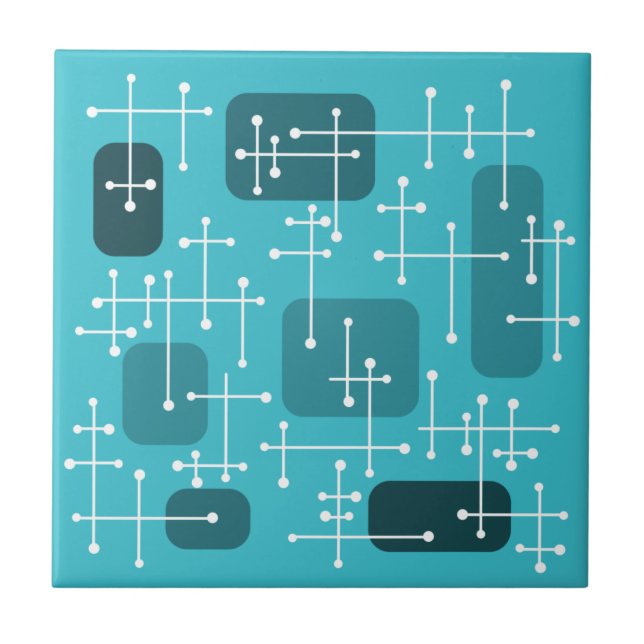 Carreau 1950 Eames Era Art Crosshairs Turquoise (Devant)