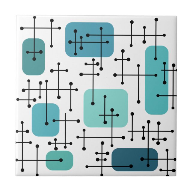Carreau 1950s Eames Era Art Crosshairs Turquoise (Devant)