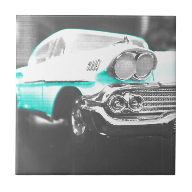 Carreau 1958 chevy impala bleu vif voiture classique (Devant)