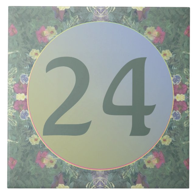 Carreau (1-2 chiffres) Numéro de la maison Tuile florale (Devant)