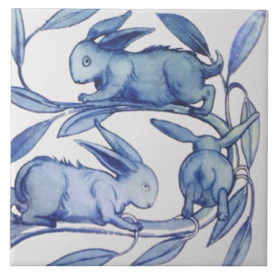 Carreau 1 de 2 Repro Wm De Morgan Running Rabbits (droite)