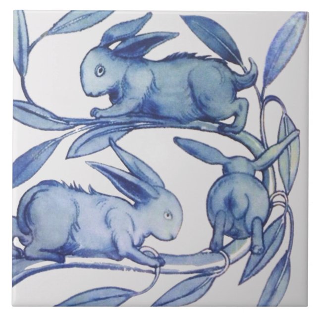 Carreau 1 de 2 Repro Wm De Morgan Running Rabbits (droite) (Devant)