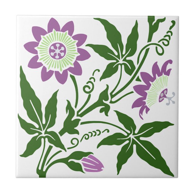 Carreau 1 de 2 Sherwin Cotton Passion Flower Antique Repro (Devant)