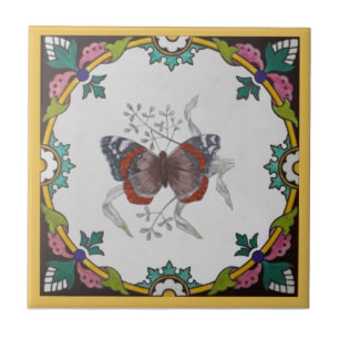 Carreau 1 de la série de papillons Repro Antique Minton