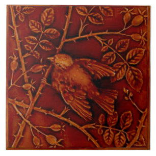 Carreau 1 des 2 oiseaux de Repro Minton Faux Relief Majoli