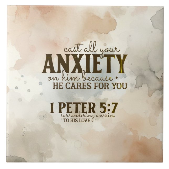 Carreau 1 Pierre 5:7 Posez votre anxiété sur lui Bible Ver (Devant)