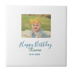 Carreau 1er anniversaire bébé enfants ajoutez nom date ajo