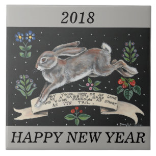 Carreau 2018 Carrelage de voeux de lapin personnalisé pour