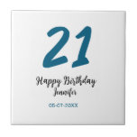 Carreau 21 ans audacieux lettre bleue simple minimum<br><div class="desc">conception modifiable</div>