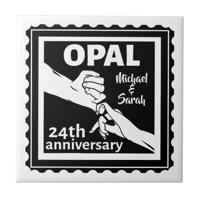 Carreau 24e anniversaire du mariage opal traditionnel (Devant)