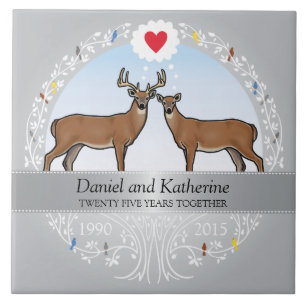 Carreau 25e anniversaire du Mariage personnalisé, Buck & D