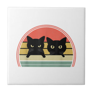 Carreau 2 Chats noirs Pékin Vintage Retro Chat Animal Love