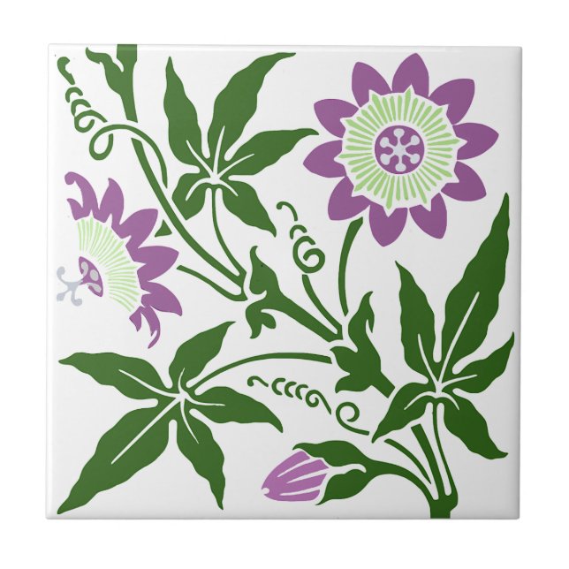 Carreau 2 de 2 Sherwin Cotton Passion Flower Antique Repro (Devant)
