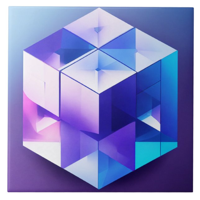 Carreau 3D bleu et violet (Devant)