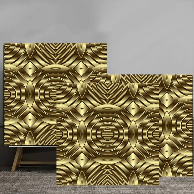 Carreau 3D Gold Metallic Geometric Pattern luxury  (Créateur téléchargé)