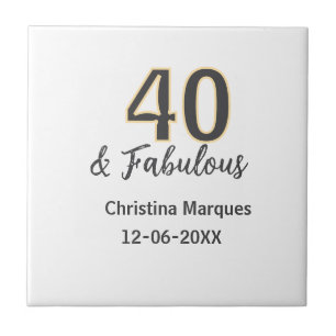 Carreau 40 & merveilleux gris jaune calligraphie d'anniver