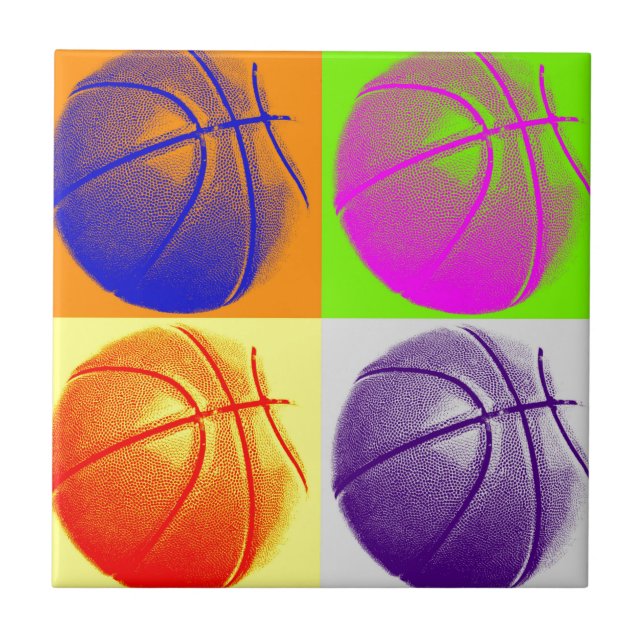 Carreau 4 couleurs Pop Art Basketball (Devant)