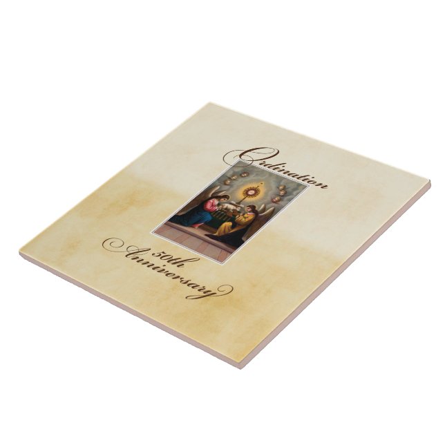 Carreau 50e anniversaire d'ordination Anges à l'autel (Côté)