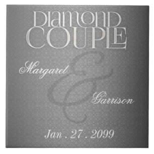 Carreau 60e anniversaire du Mariage de diamant avec nom Da