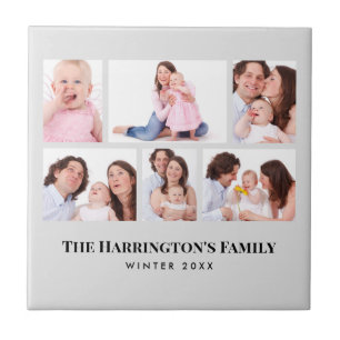 Carreau 6 sections Photo personnalisée Cadres gris minimal