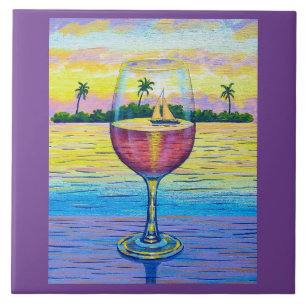 Carreau 6x6 tuile, un verre de vin, un monde loin !