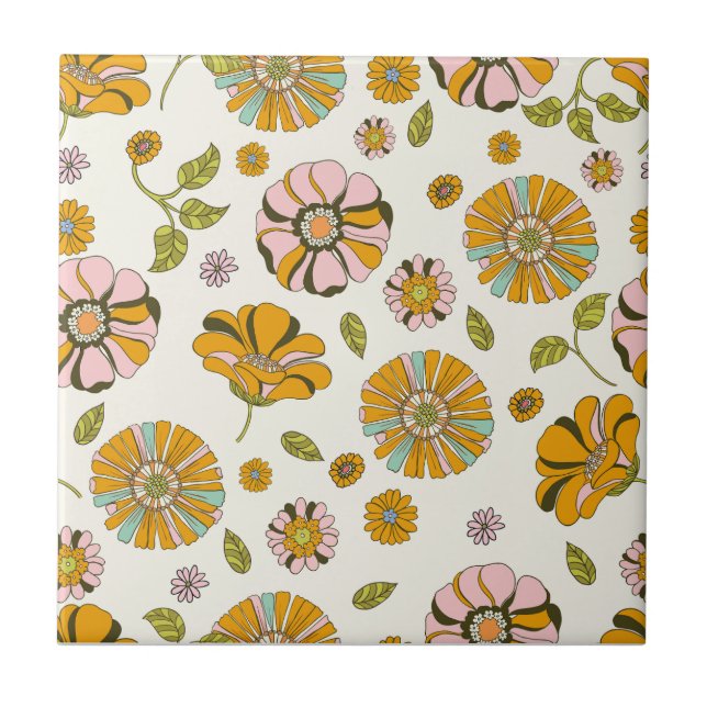 Carreau 70's Retro Floral Pattern (Devant)