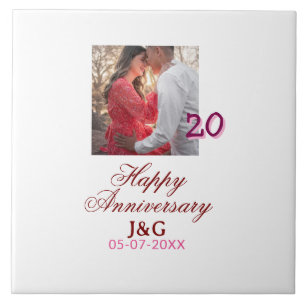 Carreau À 20 ans de mariage joyeux anniversaire ajoutez un