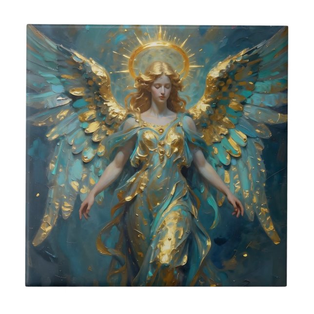 Carreau A Beautiful Gold and Turquoise Angel  (Devant)