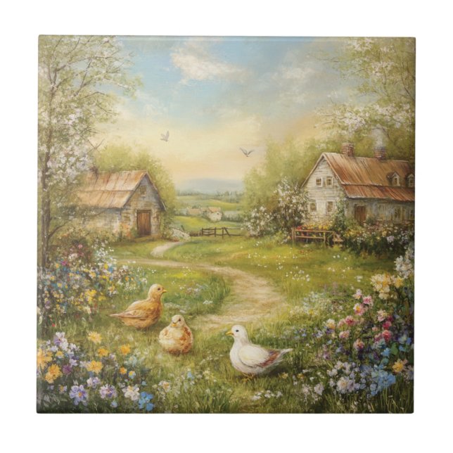 Carreau A Country Farmhouse and Barn (Devant)