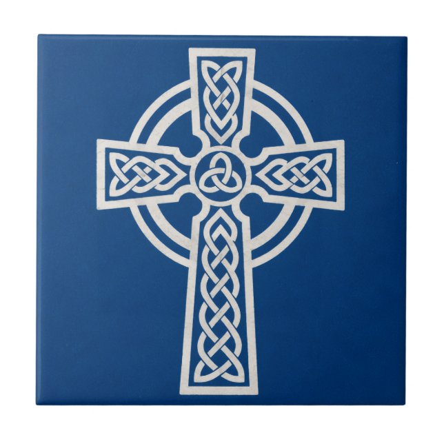 Carreau à motif de croix celtique bleue (Devant)