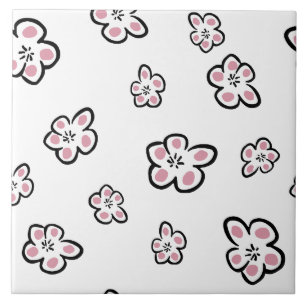 carreau à motif de fleur rose