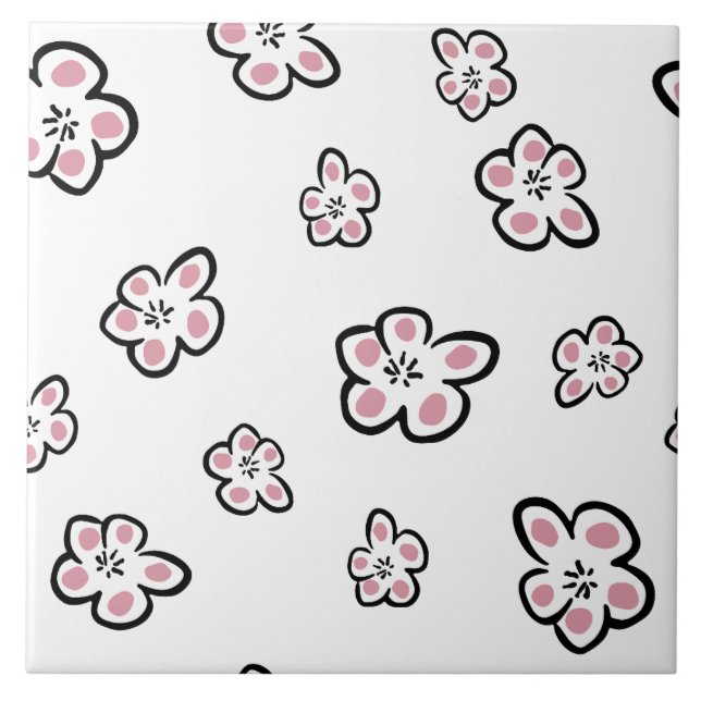 carreau à motif de fleur rose (Devant)