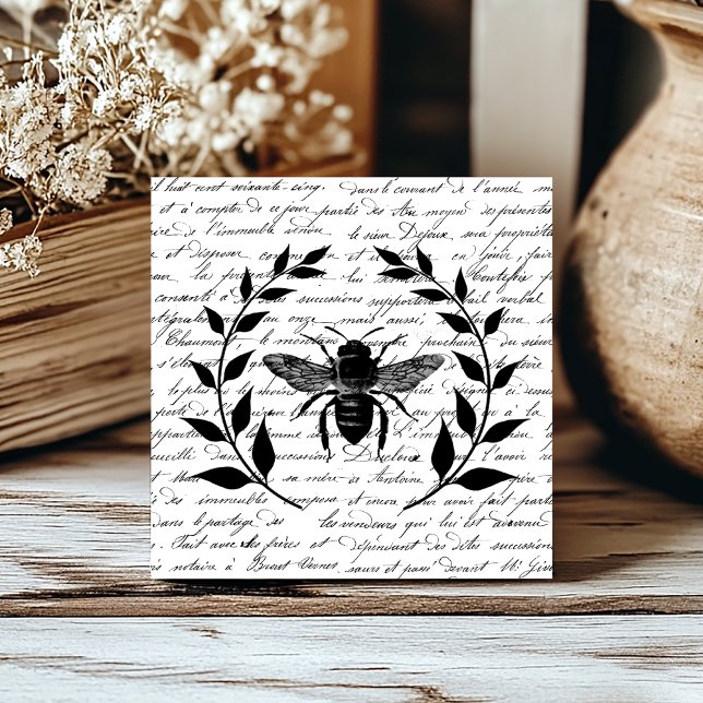 Carreau Abeille avec couronne de laurier et écriture franç (Créateur téléchargé)